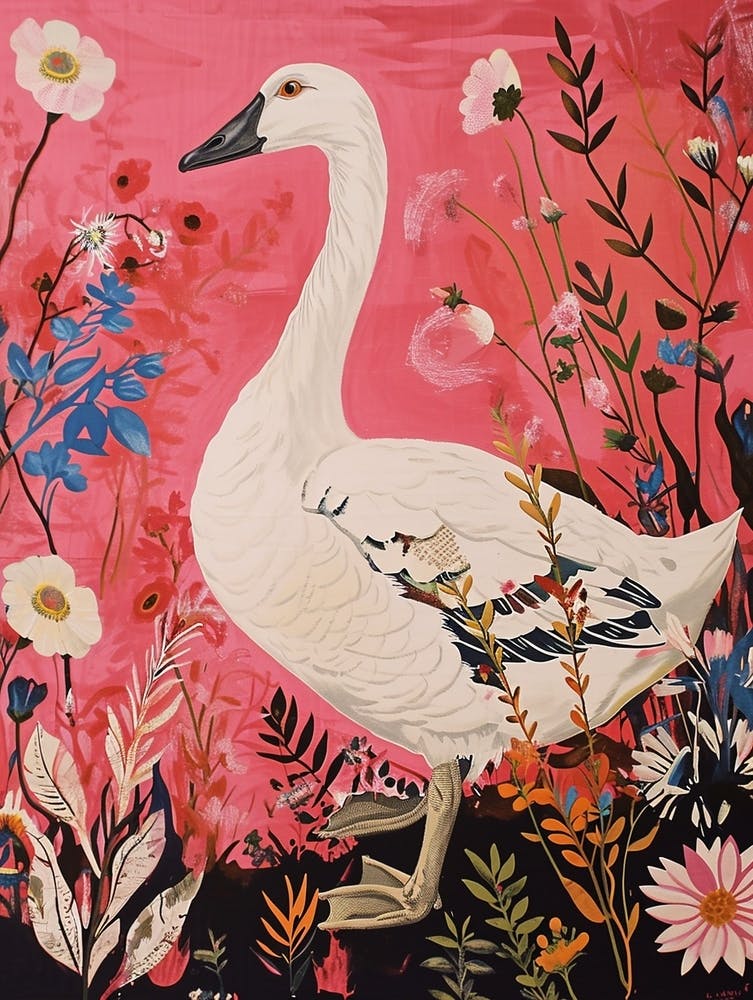 Floral Animal Painting Goose 1
