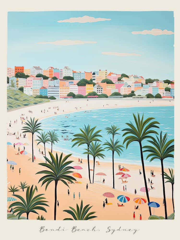 Poster Of Bondi Beach, Sydney, Australia, Matisse And Rousseau Style 3