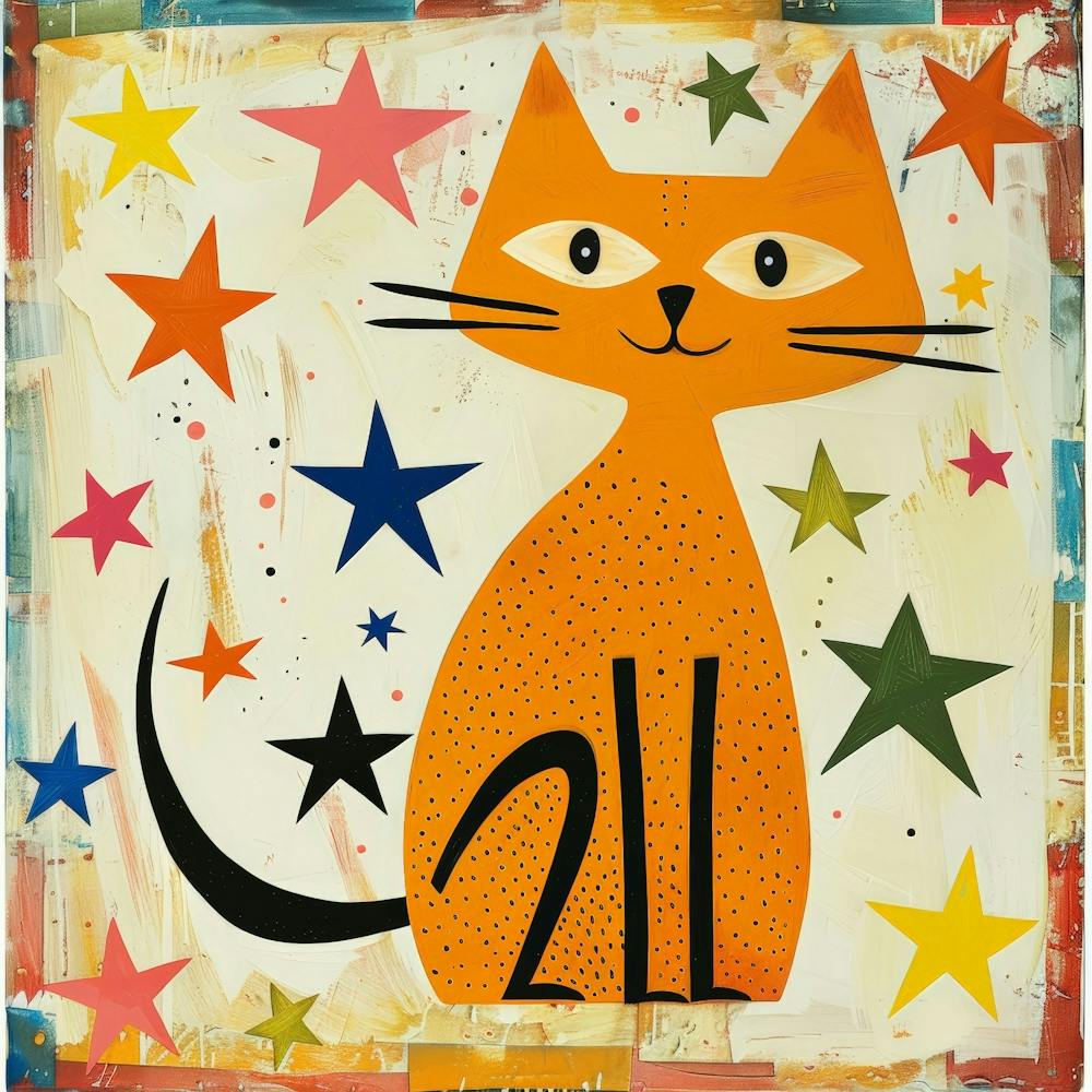 Orange Cat With Stars 2