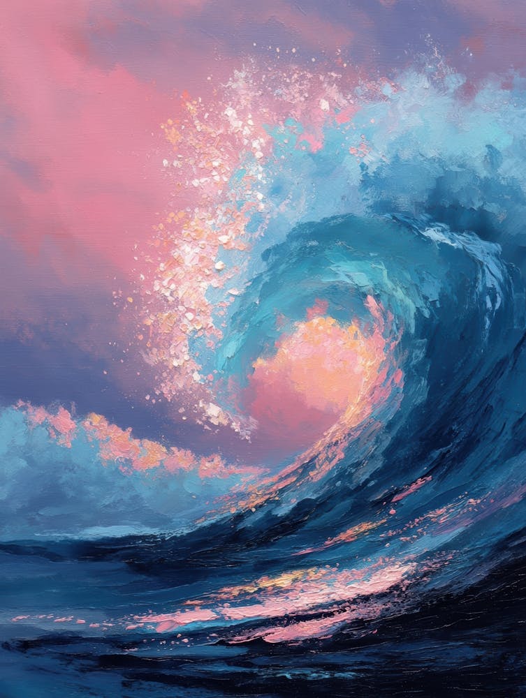 Ocean Wave At Sunset