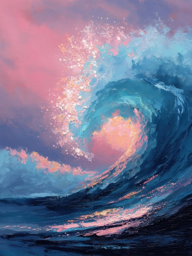 Ocean Wave At Sunset