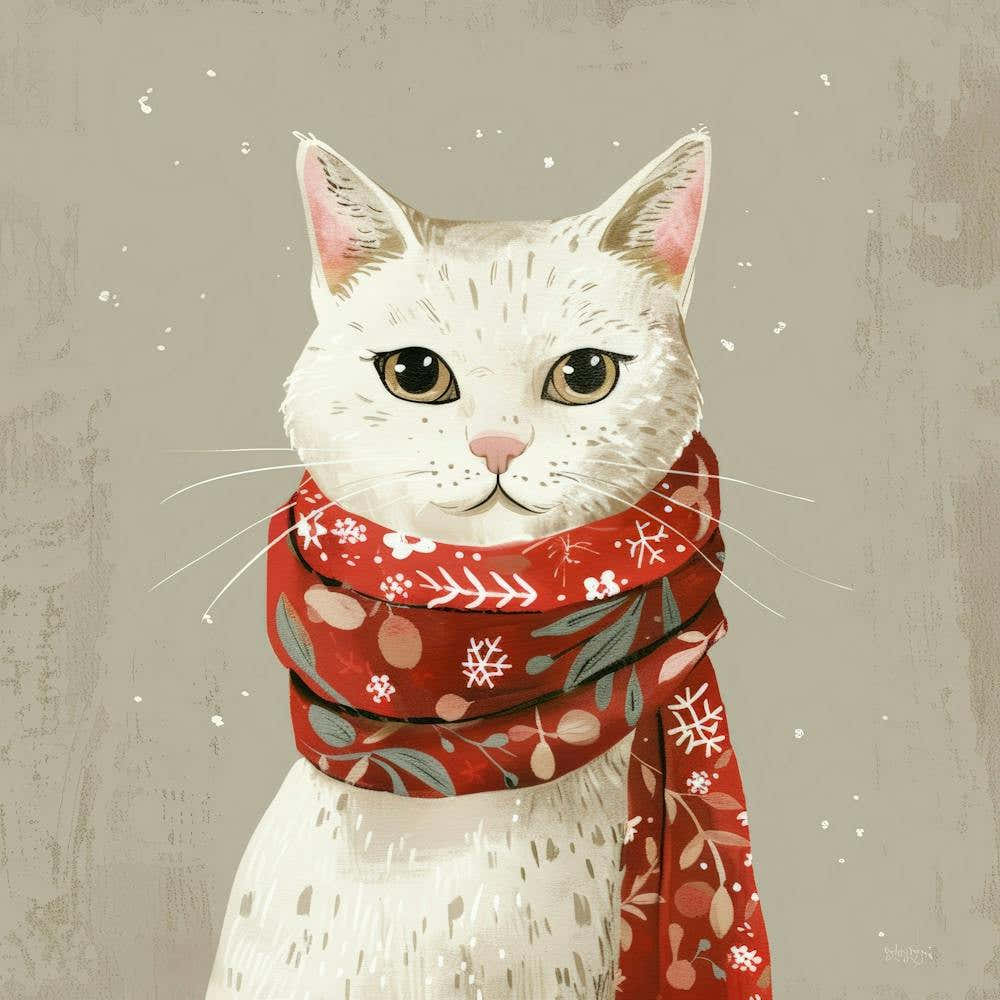 Christmas Cat With Scarf
