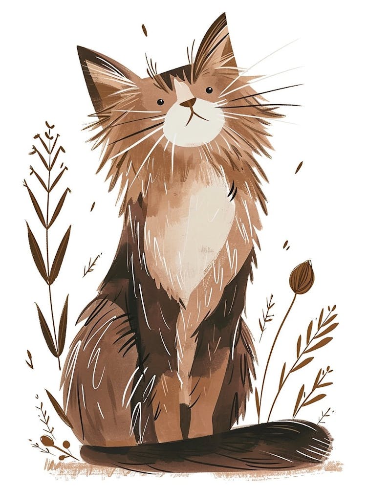 Maine Coon Cat Clipart Illustration 1