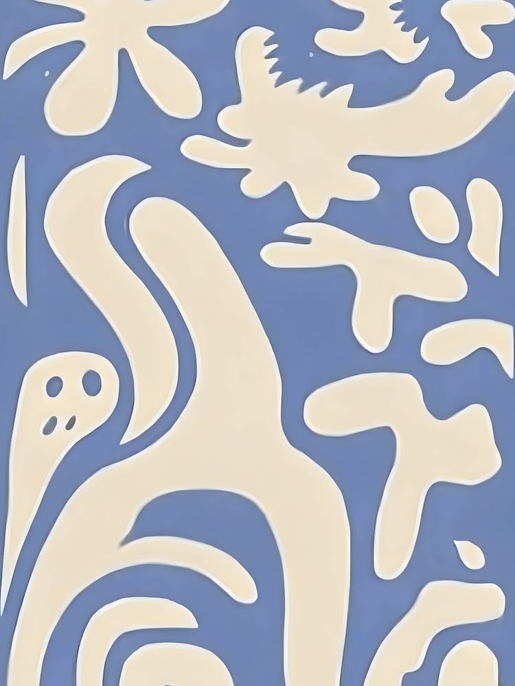 Blue Floral Abstract Painting