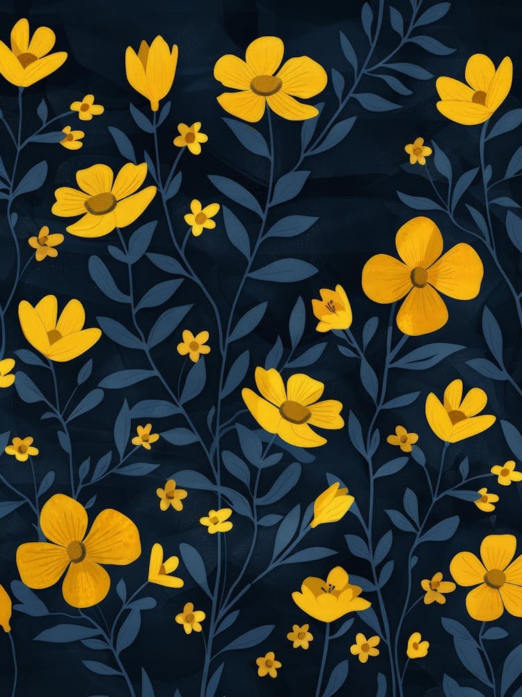 Yellow Flowers On A Dark Background