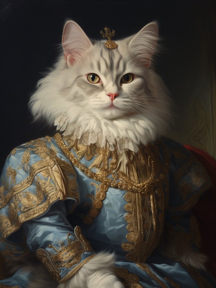 Cat In Medieval Clothing Rococo Inspired Painting 1