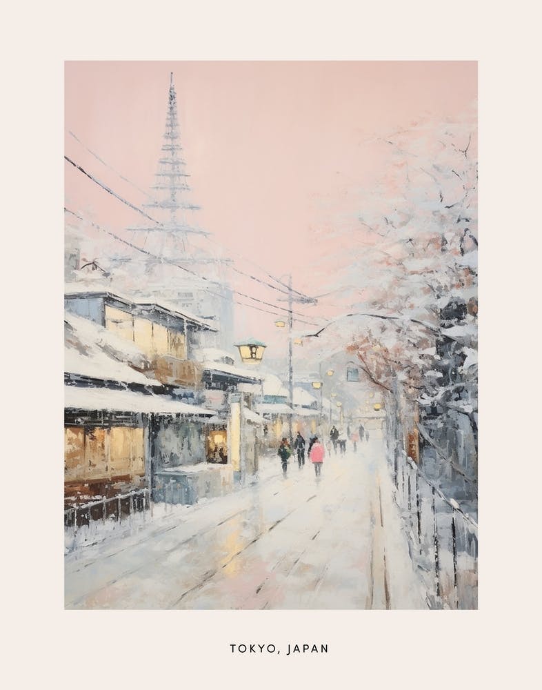 Dreamy Winter Painting Poster Tokyo Japan 3