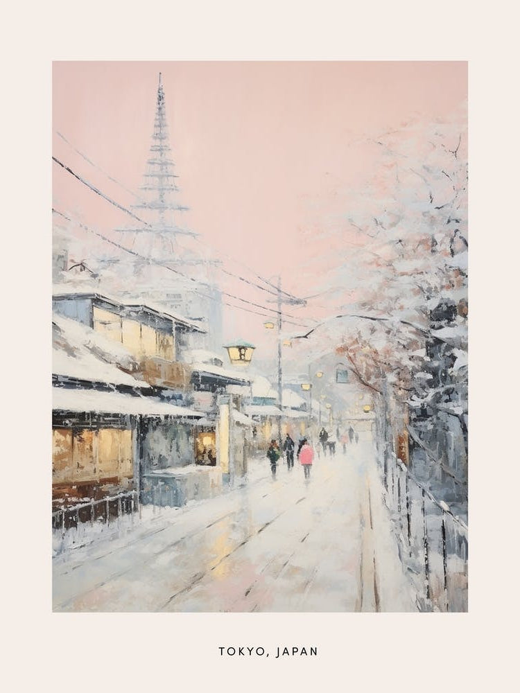 Dreamy Winter Painting Poster Tokyo Japan 3