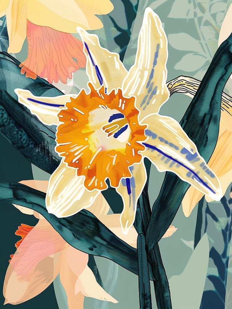 Colourful Flower Illustration Daffodil 2