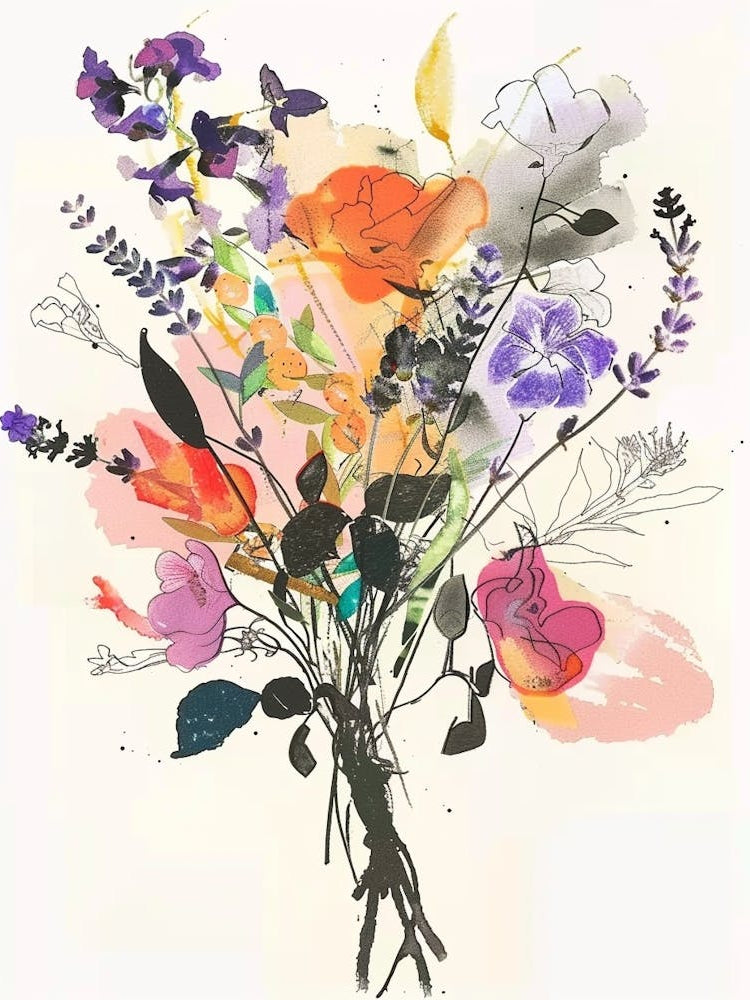 Lavender 3 Collage Flower Bouquet