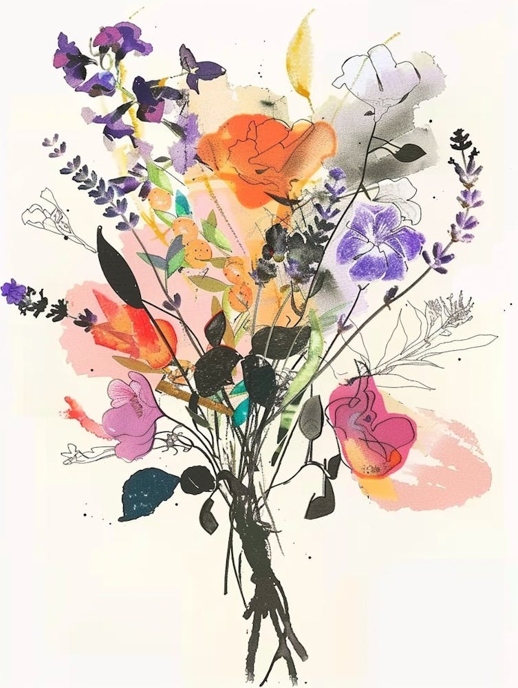 Lavender 3 Collage Flower Bouquet