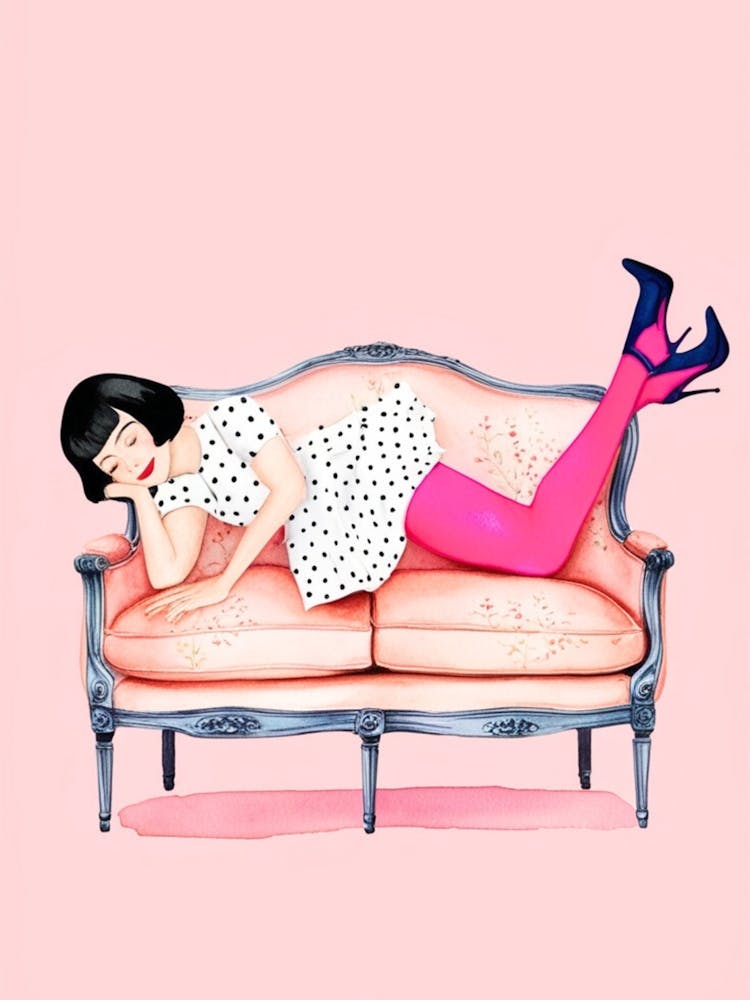 Girl On A Pink Couch