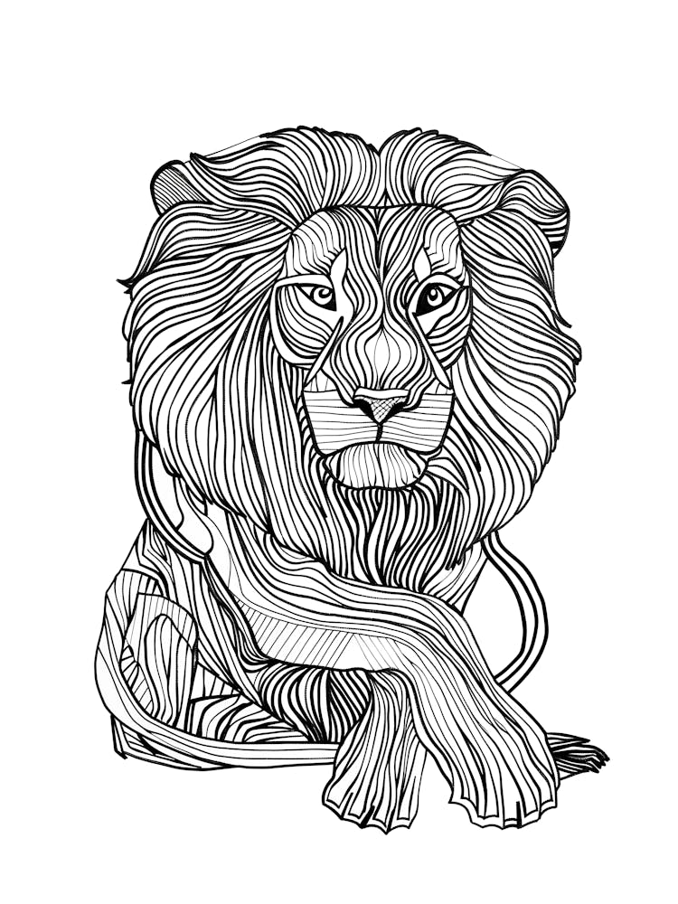 Lion Coloring Page animal lines art