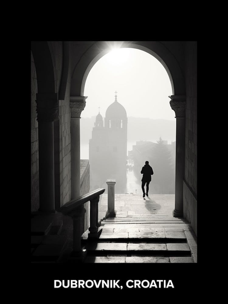 Poster Of Dubrovnik, Croatia, Mediterranean Black And White Photography Analogue 5