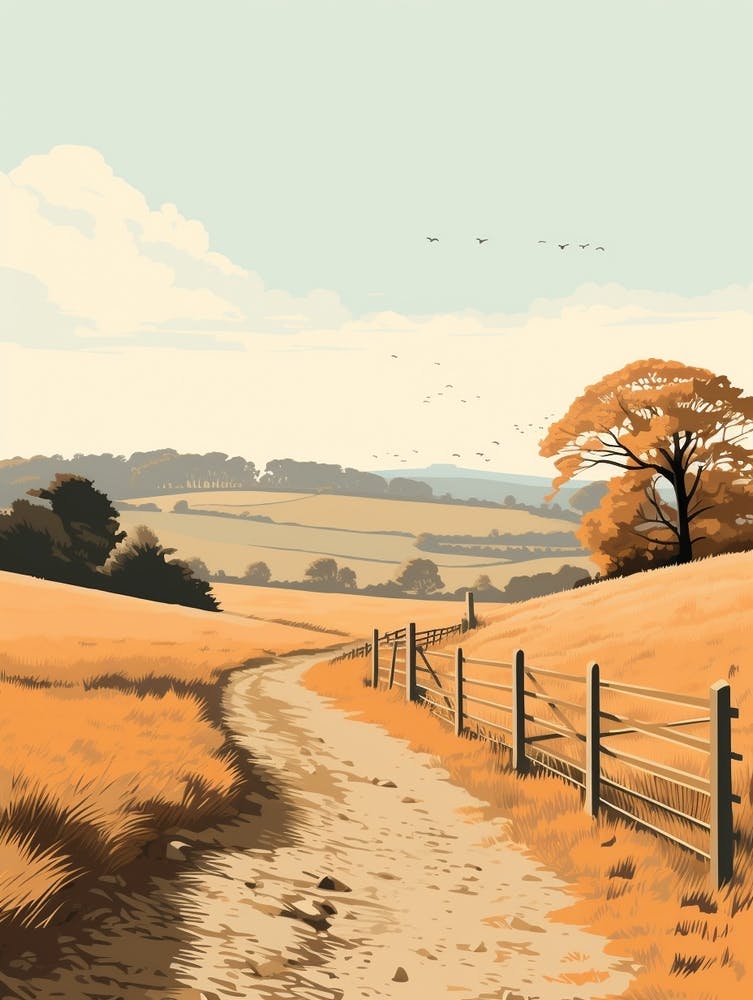 The North Downs Way England 2 Wanderweg-Landschaft