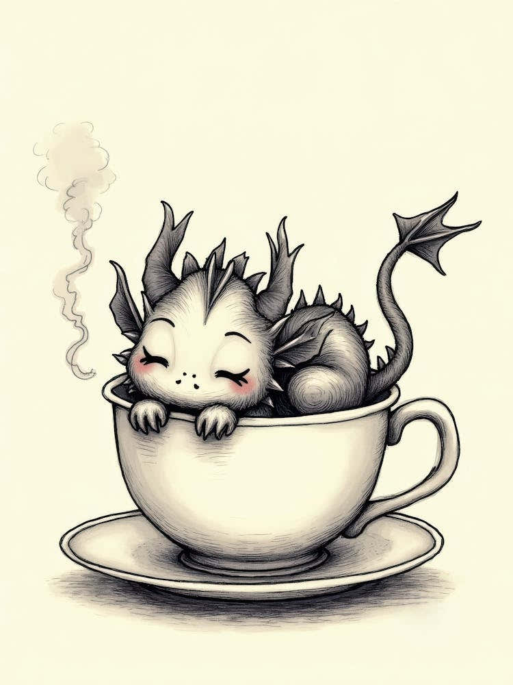 Cute Dragon In A Cup