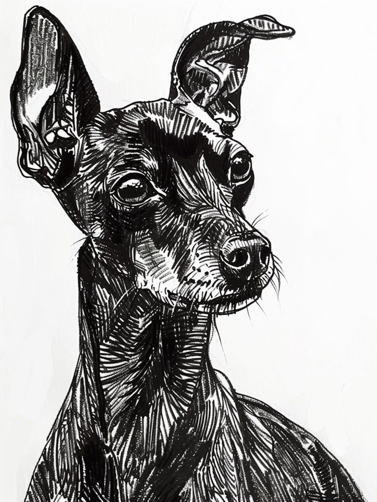 Zwergpinscher Hund Linien-Skizze 1