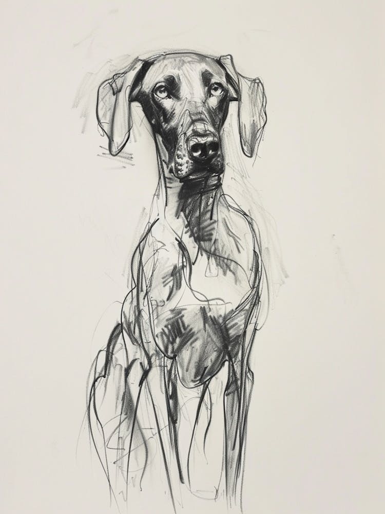 Weimaraner Dog Charcoal Line 1