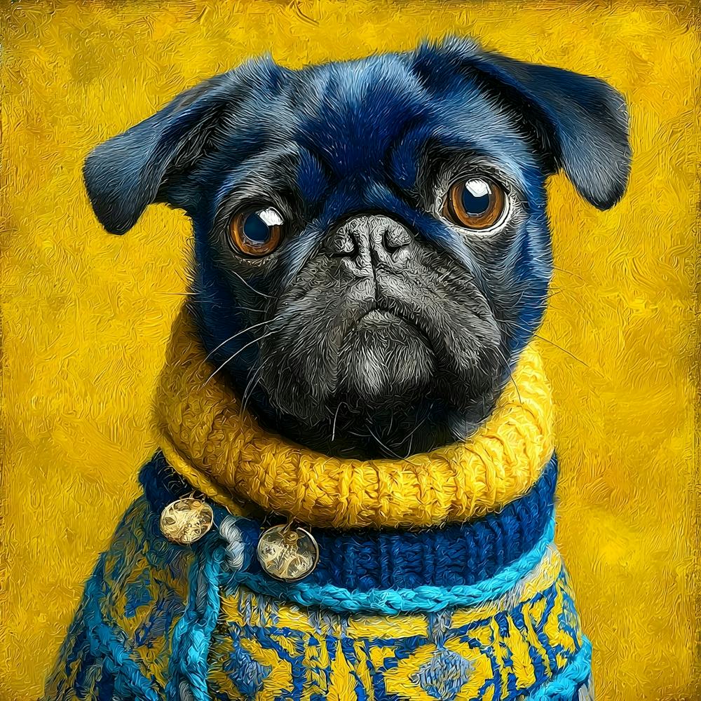 Pug In Blue Yellow 3