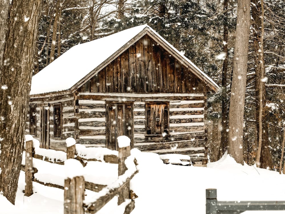 Winter Log Cabin