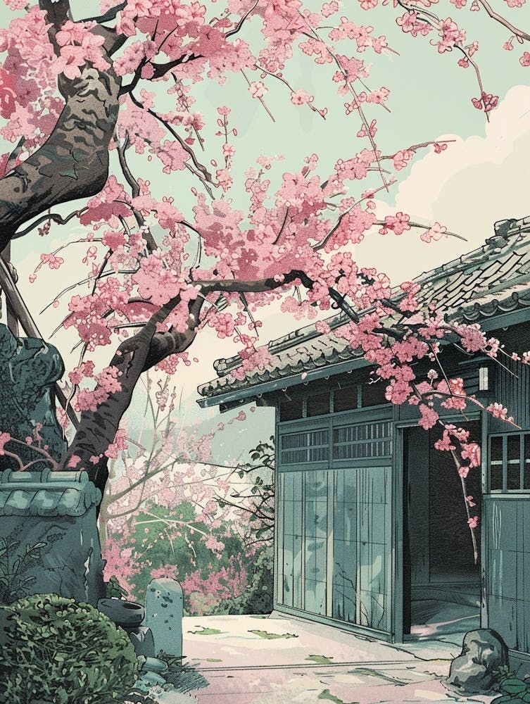 Kyoto Japan 1 Retro Illustration