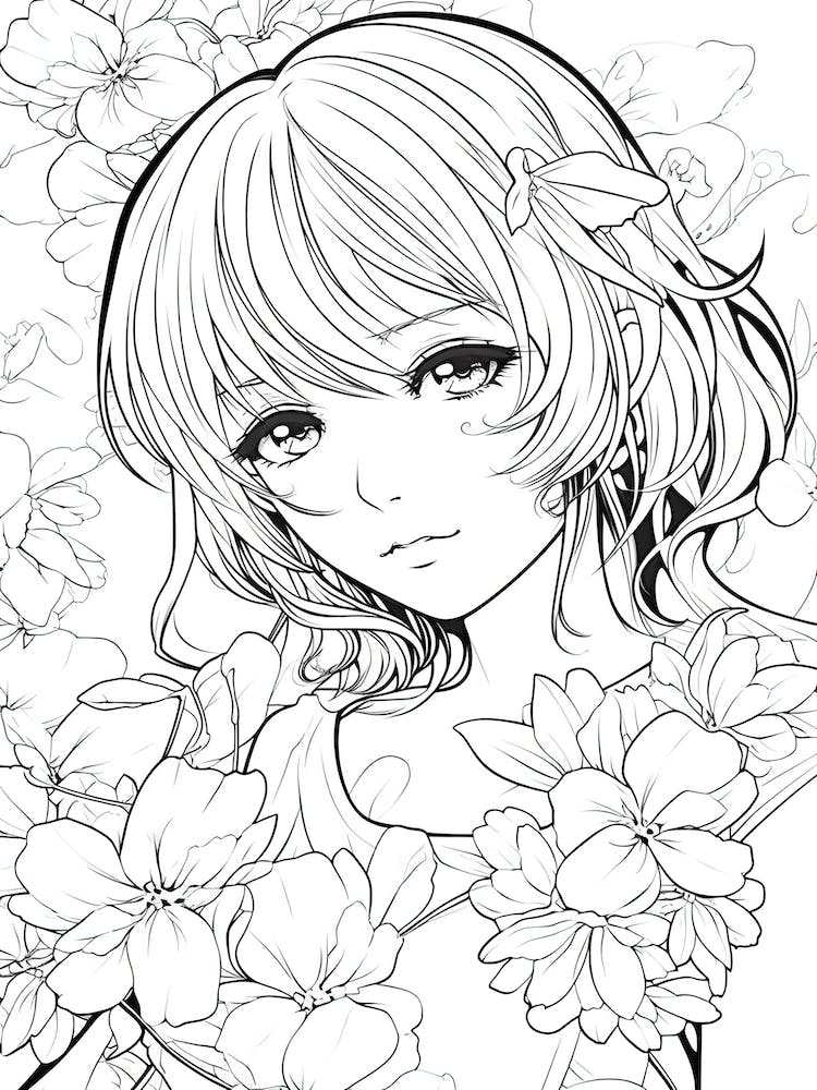 Bloom Body Girl Line Art 16
