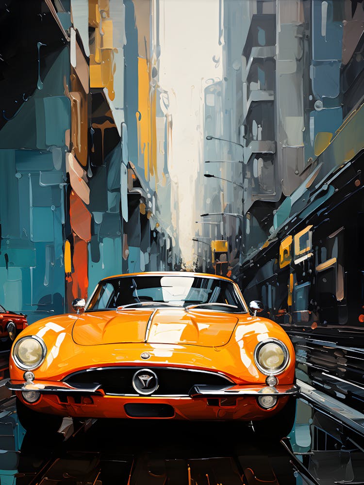 Orange Car In The City