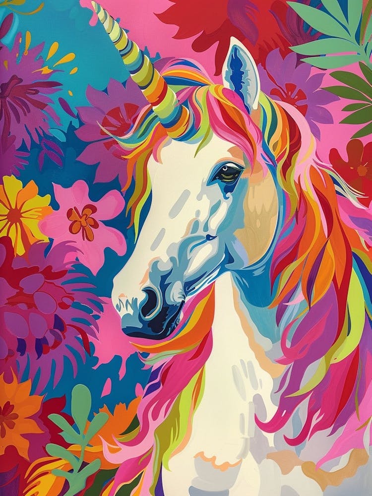 Regenbogen Einhorn Blumenblatt Porträt