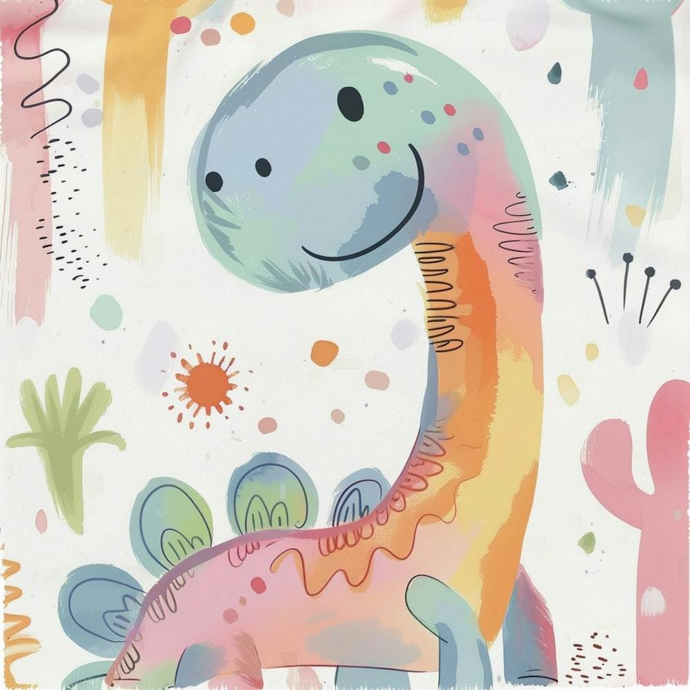 Cute Muted Pastel Dryosaurus Dinosaur 2