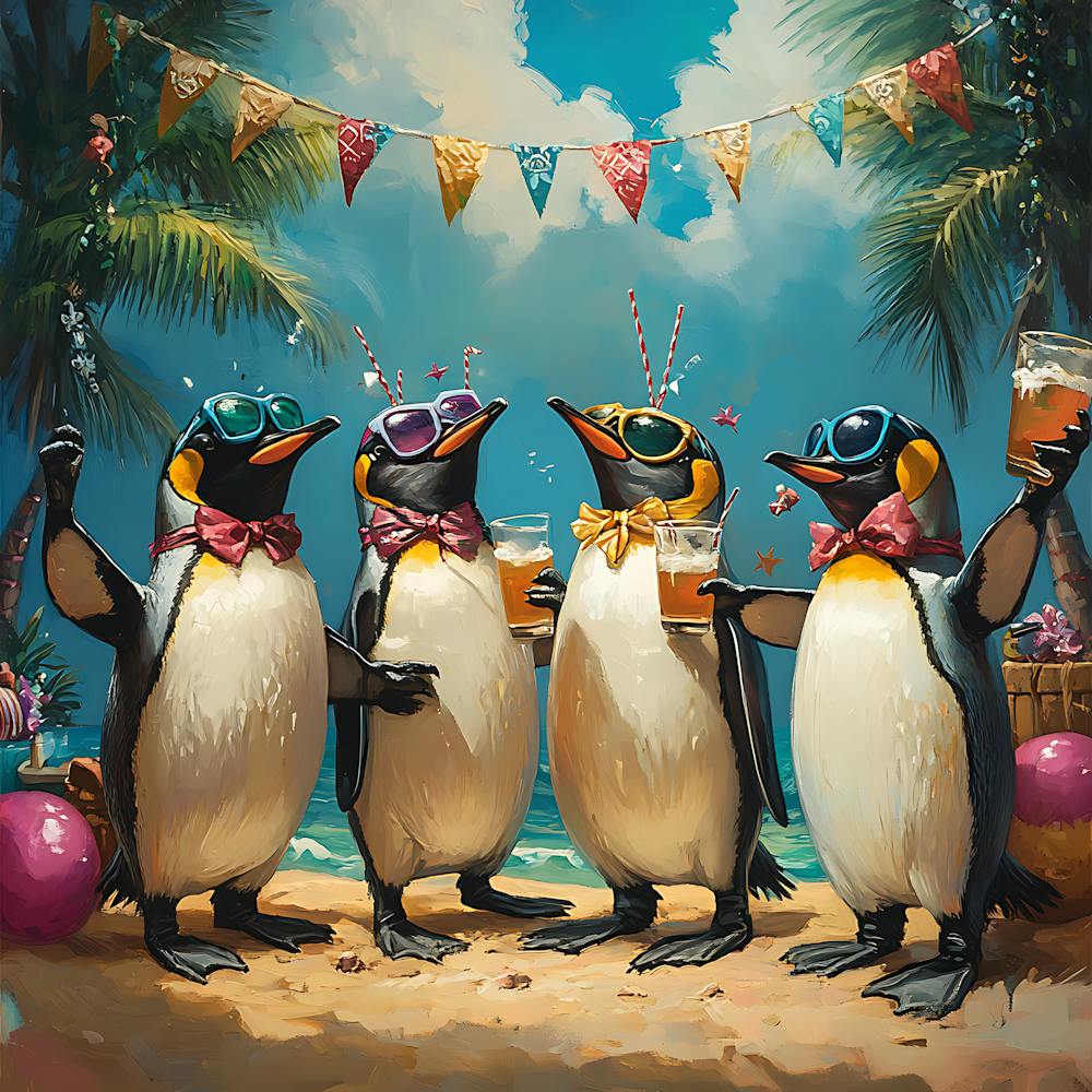 Tropical Penguin Beach Party Fun 7