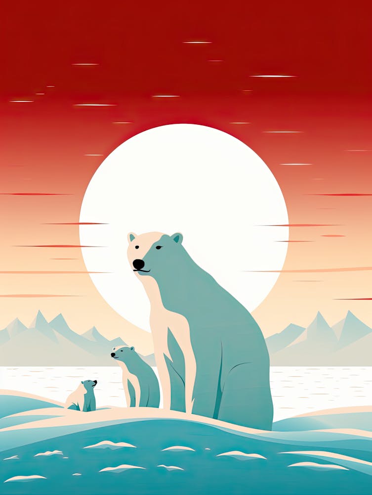 Glacial Love Story; Polar Bear Family Canvas