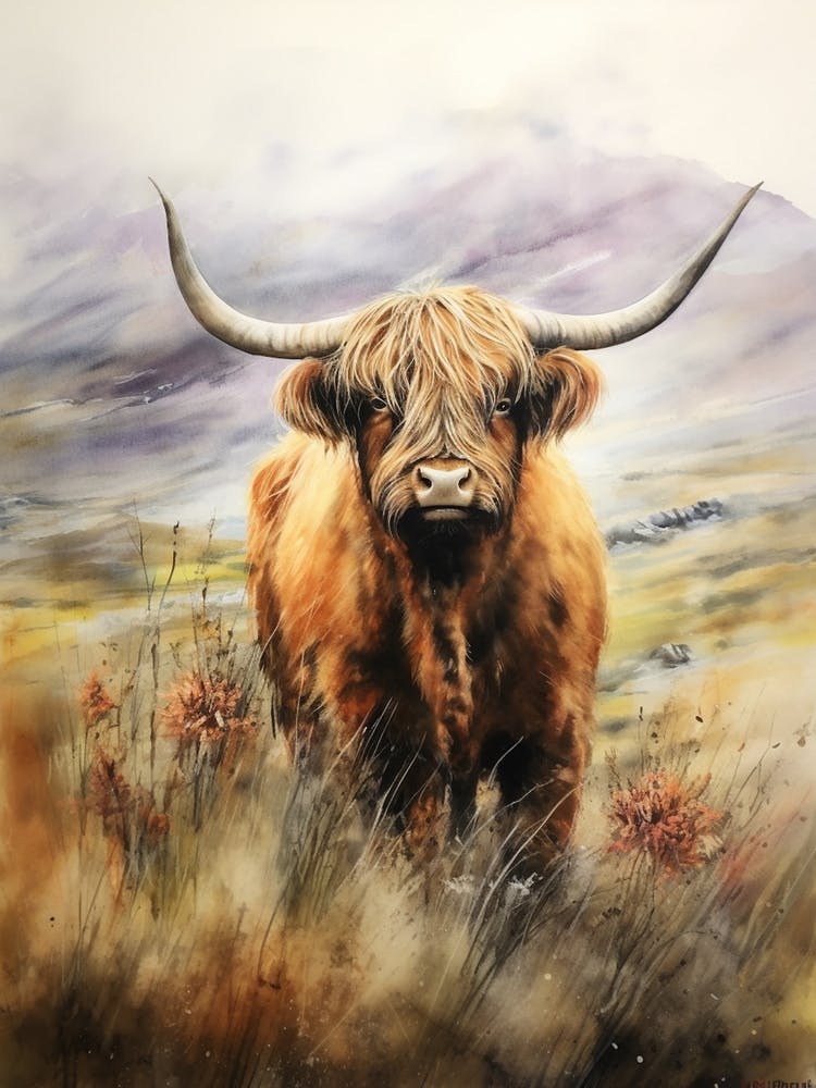 Highland Cow Under The Cloudy Sky 4
