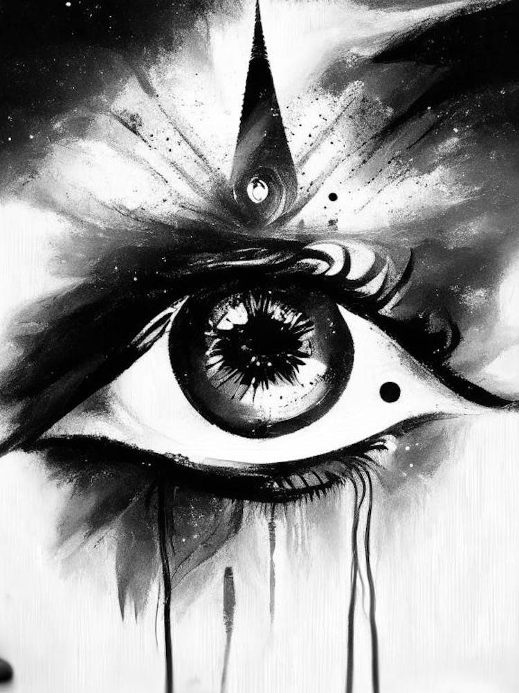 Celestial Eye, Symbol, Third Eye Black & White 2