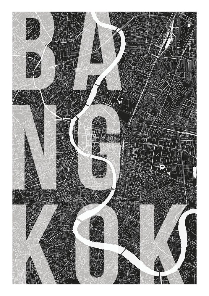 Bangkok Mono Street Map Text Overlay