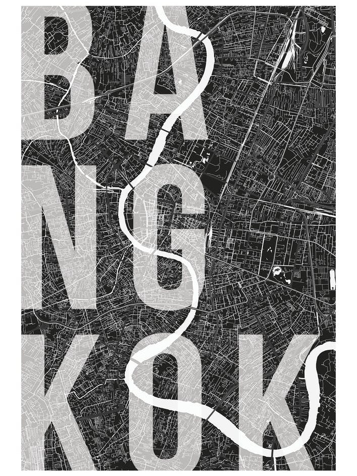 Bangkok Mono Street Map Text Overlay