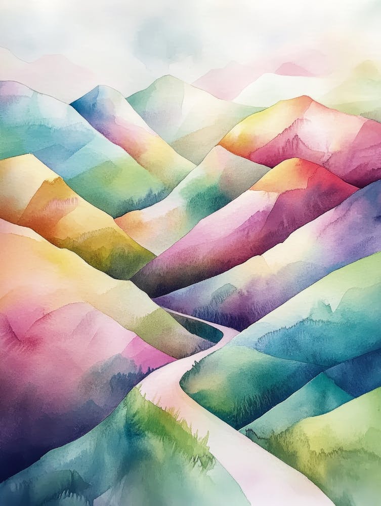 Watercolor Of Mountains 11