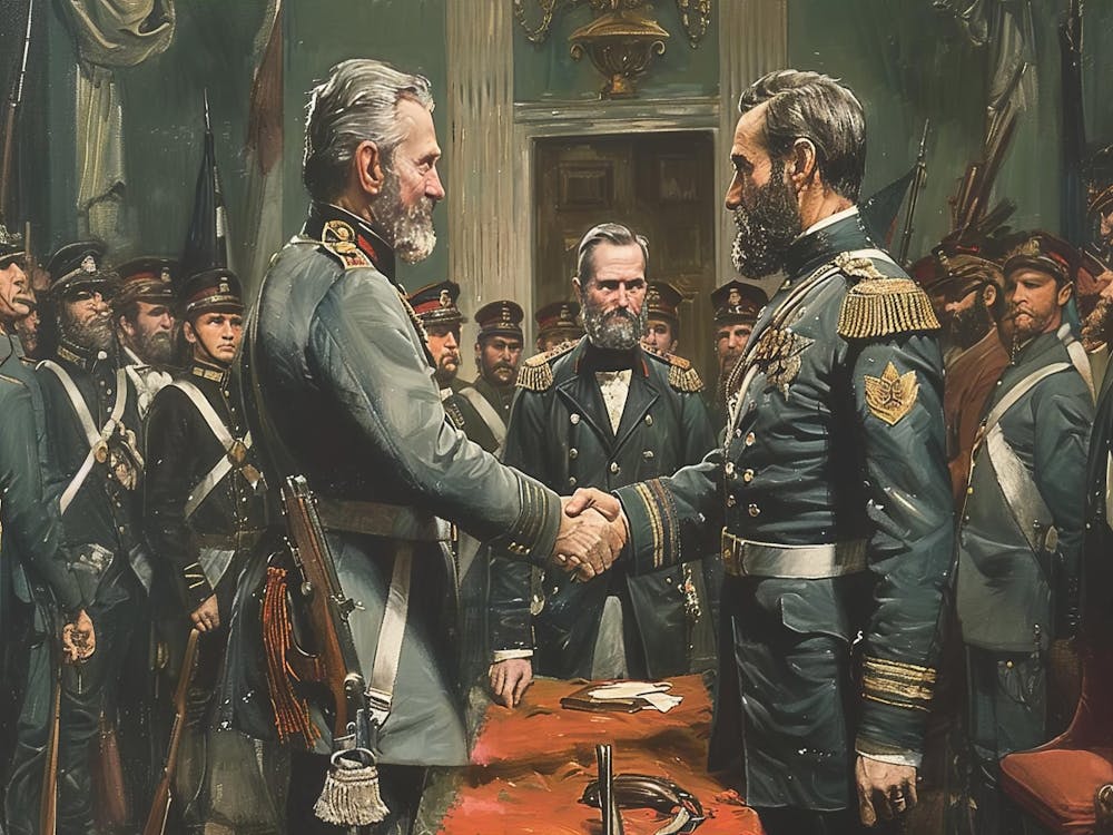 Civil War Peace Painting, Ulysses Grant, Robert E Lee, Historical Artwork, American History Gift, Civil War Memorial, Office Home