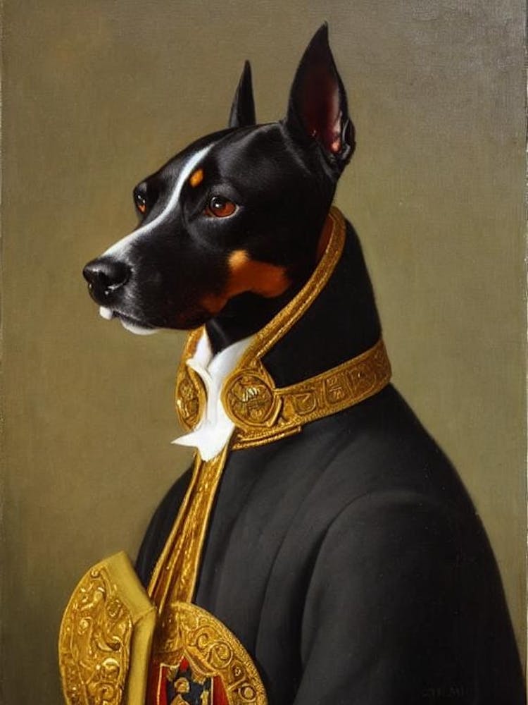 Manchester Terrier 2 Renaissance Porträt Ölgemälde