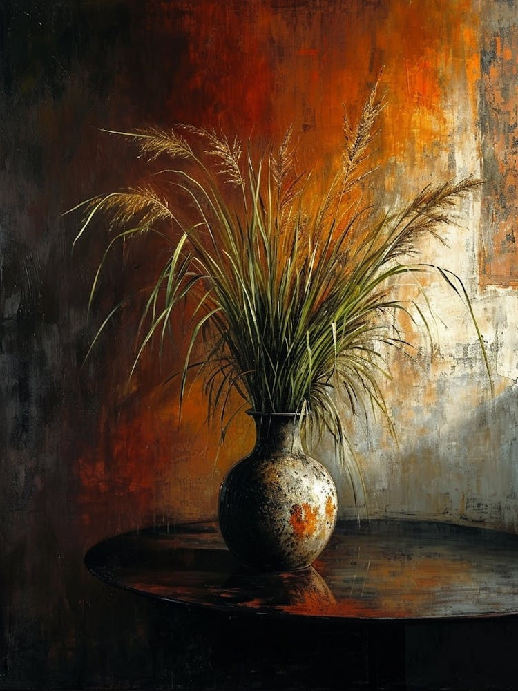 Baroque Floral Still Life Fountain Grass 1