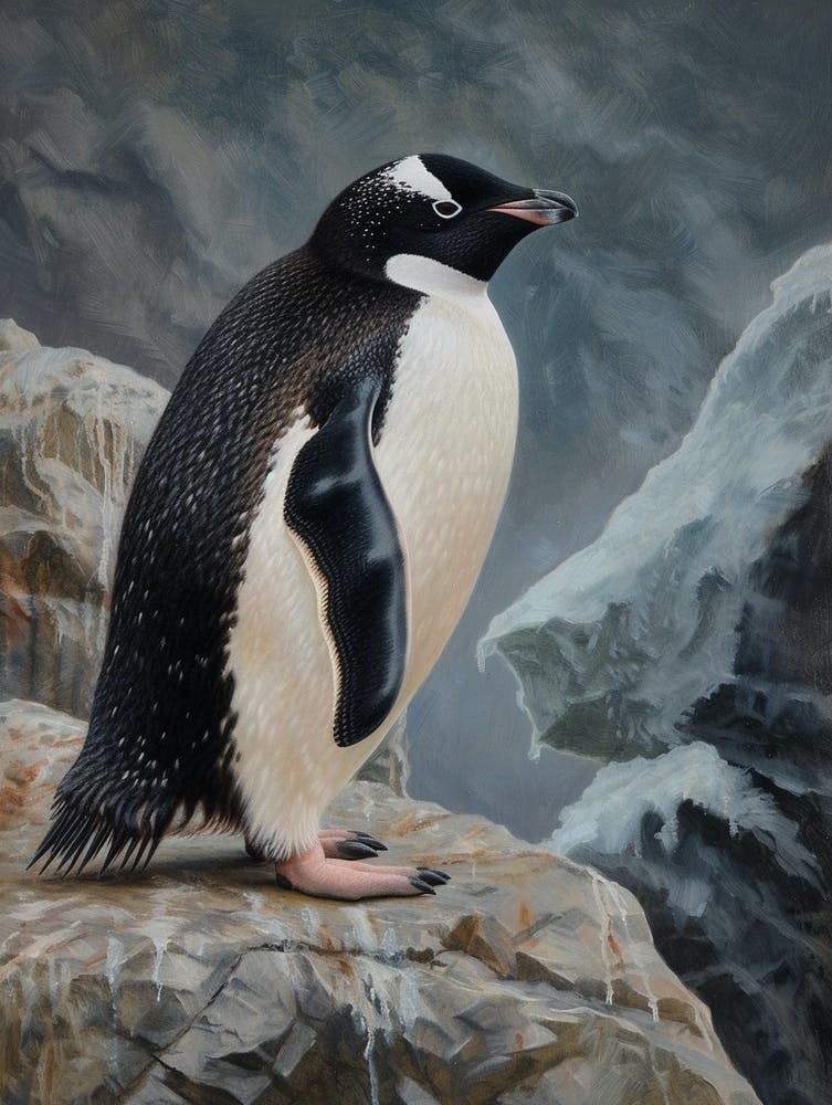 Adlie Penguin Grytviken Oil Painting 4