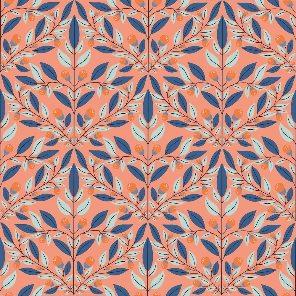 Orange Floral Diamond Square