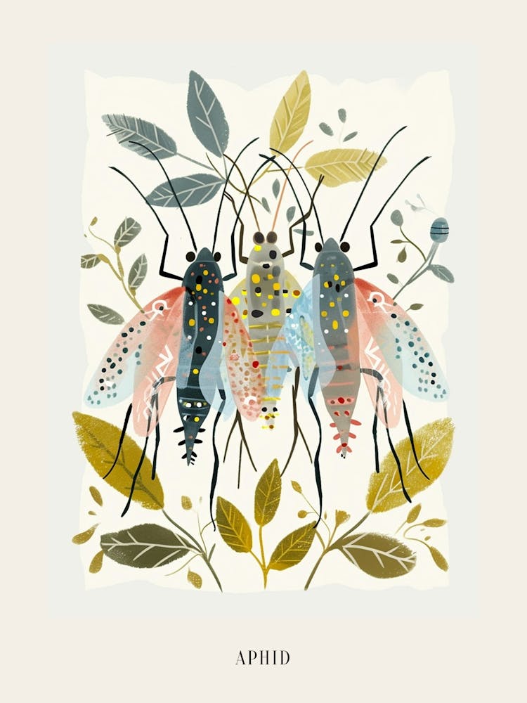 Colourful Insect Illustration Aphid 7 Poster