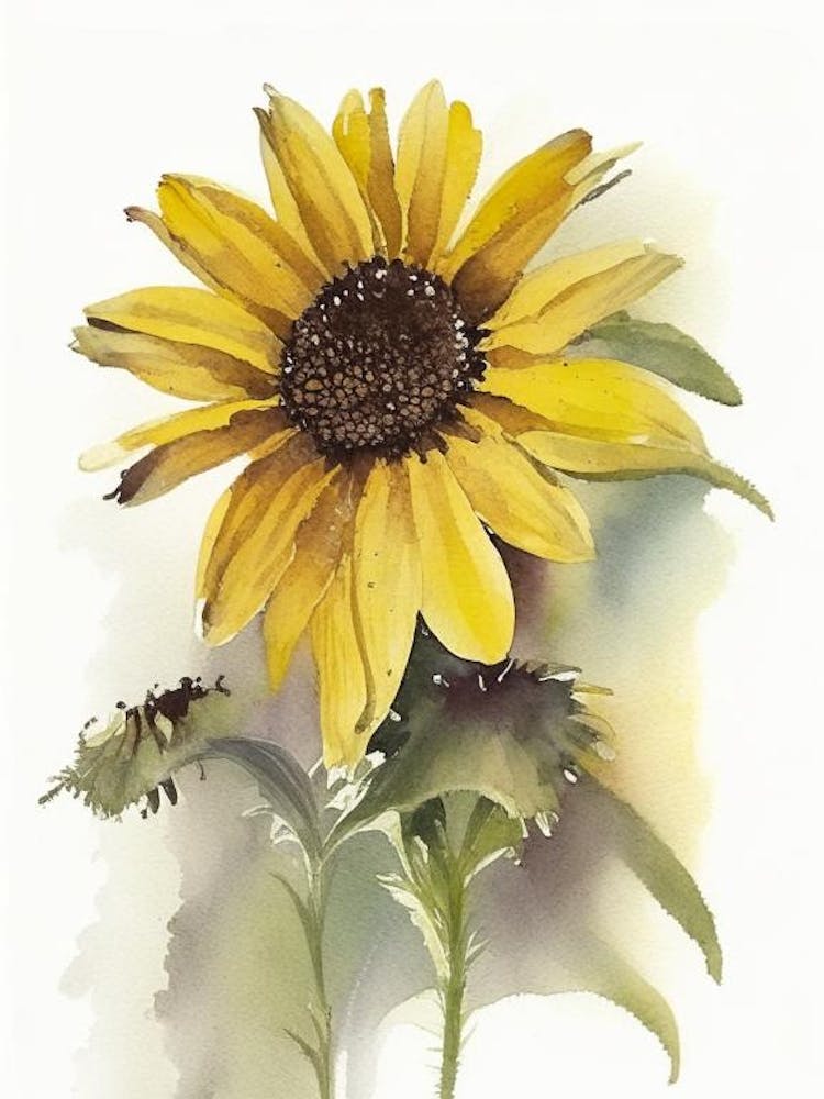 Schwarzäugige Susanne Wildblumen Aquarell