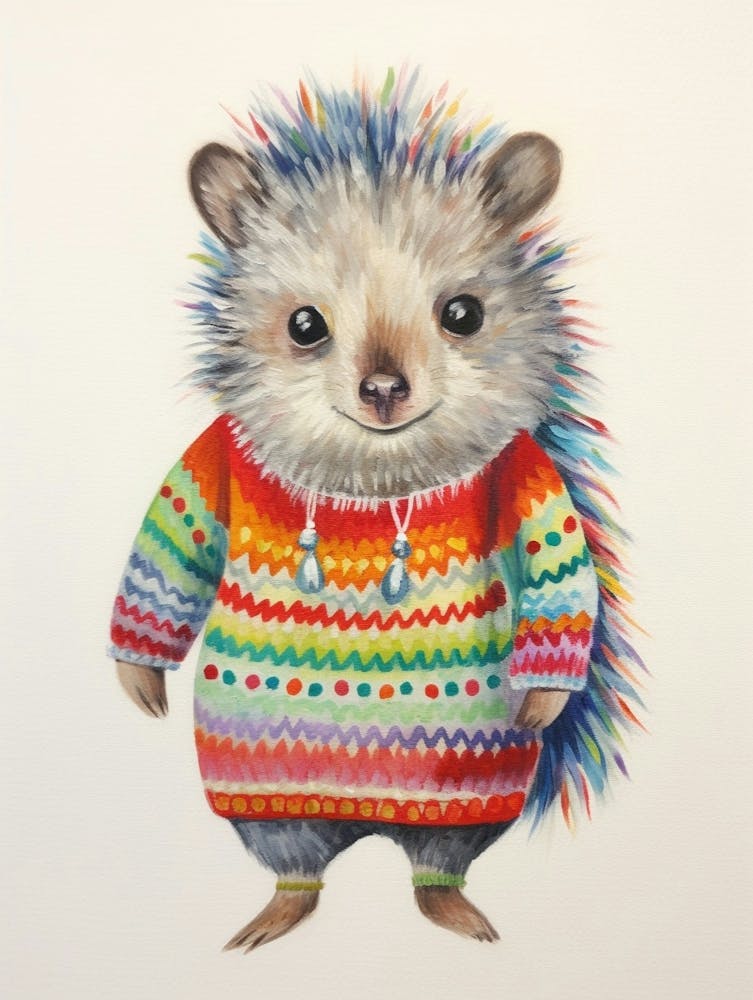 Baby Animal Wearing Sweater Porcupine