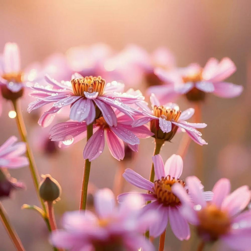 Pink Flowers At Sunrise