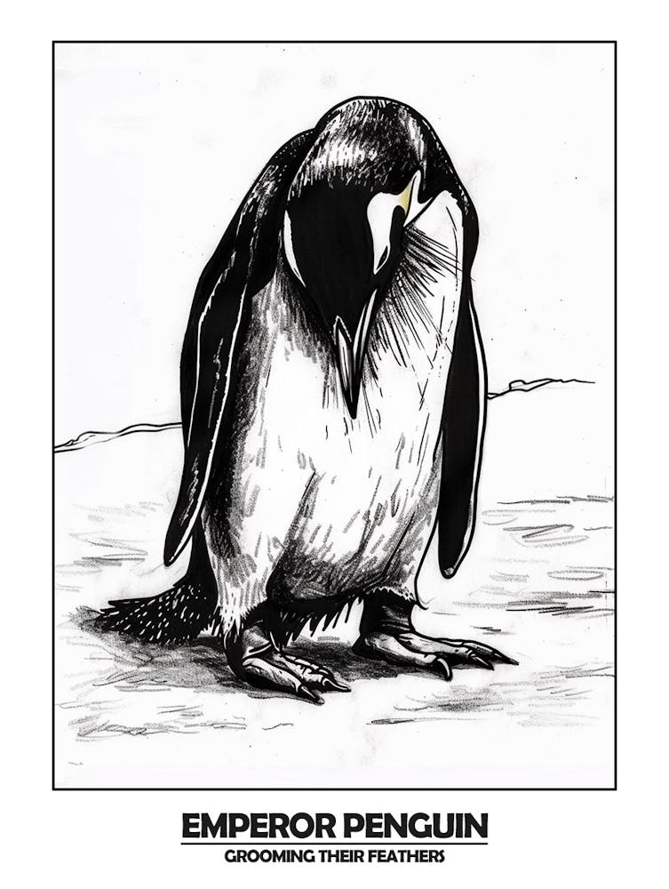 Penguin Grooming Their Feathers Poster 1