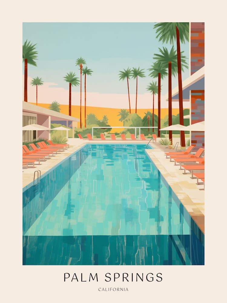 Palm Springs Kalifornien Mid-Century Modern Pool Plakat