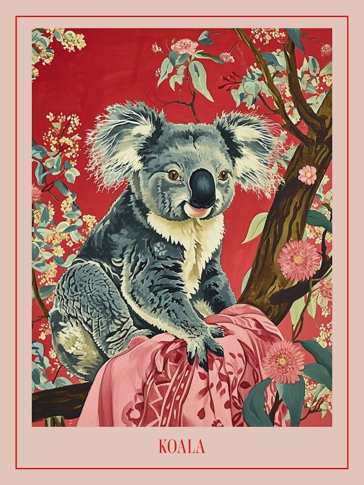 Floral Animal Painting Koala 4 Poster