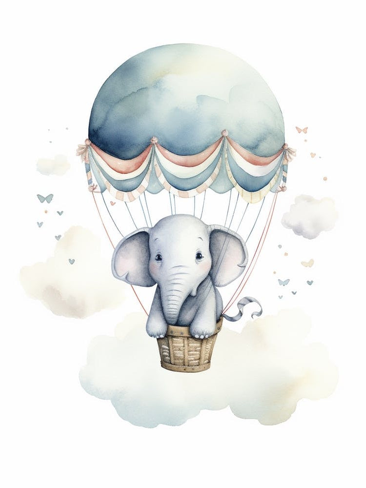 Baby Elephant 4 In A Hot Air Balloon