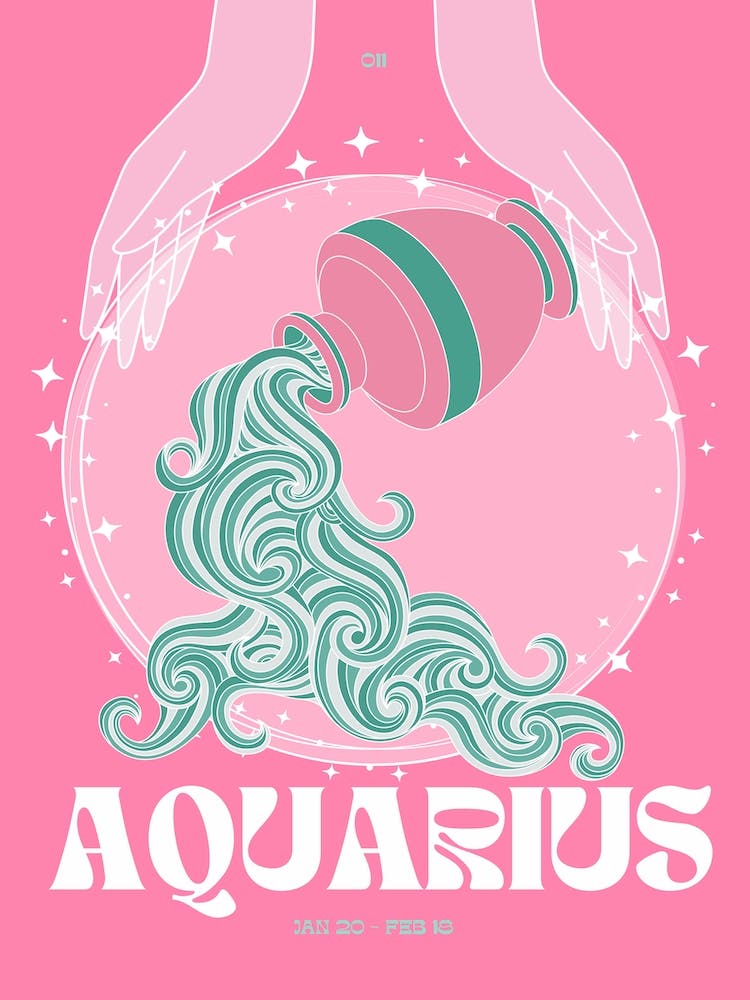 Hot Pink Zodiac Aquarius
